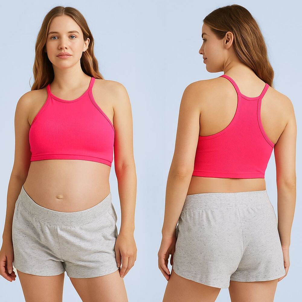 NWOT Maternity  Free People Movement x Hatch Happiness Runs Crop M/L Bright Pink